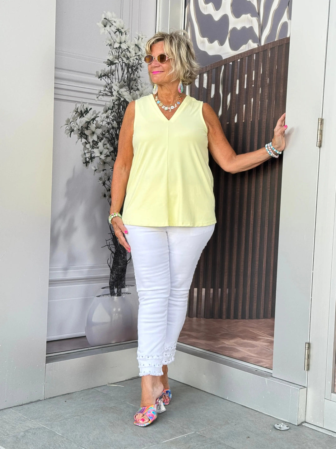 Clear Sunshine Tailored Sleeveless V-neck