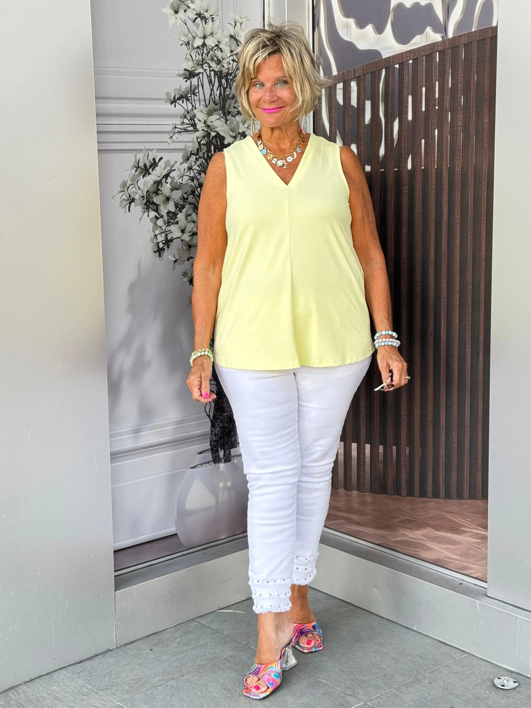 Clear Sunshine Tailored Sleeveless V-neck