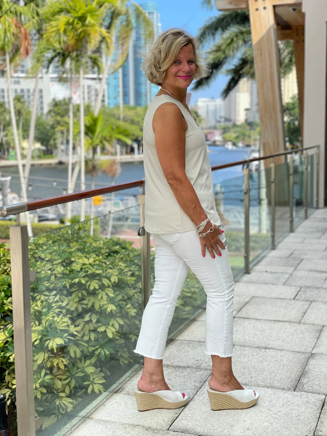 Stone Tailored Sleeveless V-neck